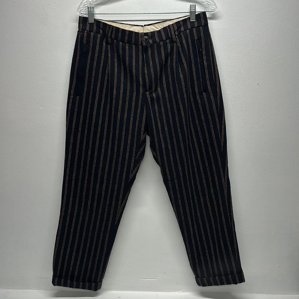 Scotch & Soda Blake Wool Trouser in Navy Vertical Stripe Men’s Size 31 x 32